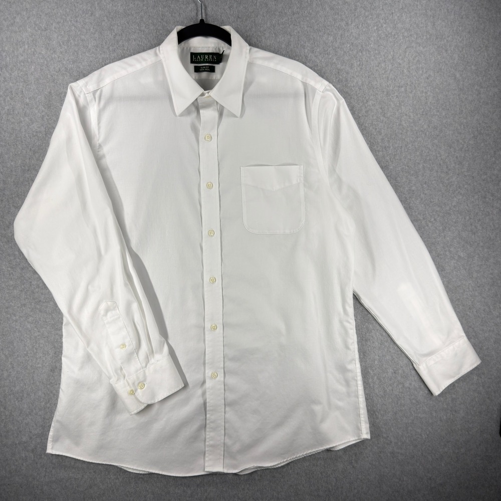 Lauren Ralph Lauren Mens Slim Fit Non Iron Dress Shirt White 17.5 34/35
